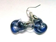 Fioletowy  kwarc tytanowy, małe wiewiórki, kolczyki