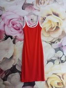 Sukienka damska tuba midi prążek czerwona lampas Uni XS S M L nowa z metką 