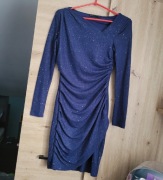 Granatowa sukienka damska mini sukienka na sylwestra XXS 32 XS 34