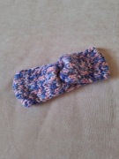 Opaska na uszy głowę czoło miękka turban granatowa różowa handmade 