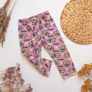 Legginsy różowe Minionki 104 elastyczne Minionek spodnie bawełniane bawełna