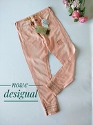 Nowe morelowe klasyczne spodnie do kostek z haftami Desigual 38 M 