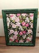 Rama ramka retro z ornamentem obraz róże butelkowa zieleń