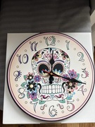 Zegar ścienny czaszka czacha Sugar Skull Calavera cichy nietykający