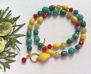 Naszyjnik z kamieni naturalnych i szklanych  z cytrynką