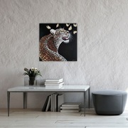 Obraz akrylowy na płótnie duży pantera motyle  