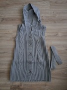Sweter dziewczęcy długi , kamizelka z paskiem Old Navy rozm. 134/146