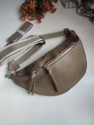 Oliwkowa torebka nerka XL eko-skóra 2 paski 