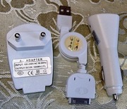 iPhone 4: ładowarka sieciowa, samochodowa i kabel USB biały