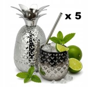 5 X Kubek Ananas do koktajli, drinków 500 ml | stal nierdzewna, + pudełko