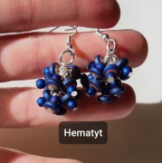 Kolczyki Grono Hematyt granatowy, winogrono benzyna elegancki Handmade