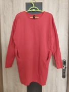 398. Czerwona tunika sukienka dresowa na długi rękaw rozmiar M