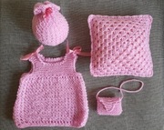 Ręcznie robiony komplet dziecięcy newborn - róż