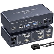 VEDINDUST HDMI + DisplayPort KVM Switch 2 PC - 2 Monitory 8K@60Hz 4K@120Hz