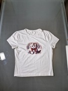 Reserved T-shirt Damski Biały z Grafiką Rozmiar S 