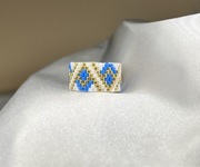 Pierścionek szeroki z koralików