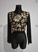 Czarny crop top ze złotymi cekinami Boohoo