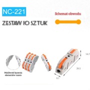 Szybkozłączka typu WAGO NC-221 zestaw 10 sztuk