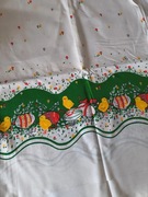 Duży wielkanocny obrus w pisanki kurczaczki vintage PRL