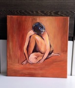 Akt ,,Zakryta", olej na płótnie, 30 x 30 cm