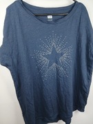 Granatowa bluzka F&F z cyrkoniami luźny fason casualowa 46