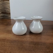 Wazonik z PRL ceramiczny 9 cm biały 