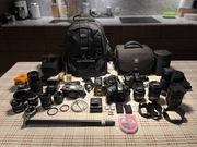 Zestaw fotograficzny Nikon D610 + D80 + Minolta XG-M + akcesoria