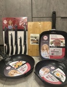 Zestaw patelni Magda Gessler + noże +deska 