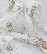 Zestaw do Komunii, Wianek biały,rękawiczki na dziewczynke,mała torebka