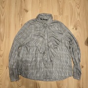 Gruba koszula w szarą kratę z żabotem Zara