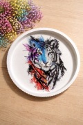 Patera dekoracyjna tygrys 22 cm – podstawka z gipsu, taca dekoracyjna