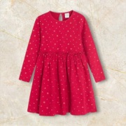 Sukienka świateczna z długim rękawem, czerwona, Bożonarodzeniowa 122