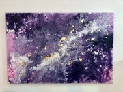 Handmade obraz 60x40 cm abstrakcja pouring fiolet