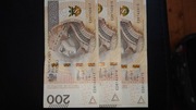 Banknoty 200 zł seria ED- kolejne numery !!!