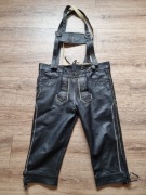 Spodnie męskie bawarskie czarne z szelkami Oktoberfest Bockle skóra 56