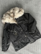 Kurtka katana oversize jeans z futerkiem i kożuszkiem. Nowa miś XS