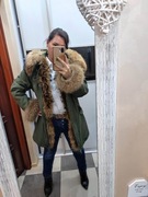 Kurtka parka z naturalnym futrem, jenot XXL