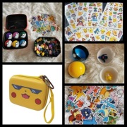 Etui, 6 pokeball, 6 figurek, tatuaze, naklejki