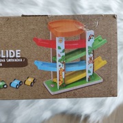 DREWNIANA ZJEŻDŻALNIA Z AUTKAMI 5 elem. Elefun tor wyścigowy rampa