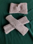 Zestaw opaska i mitenki  wełna/alpaka 