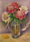 KWIATY W WAZONIE olej płótno 40x30cm