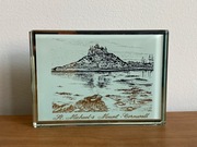 St Michael's Mount Cornwall Anglia Szklany Przycisk do Papieru Vintage