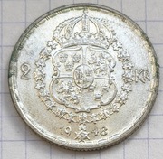 #2917 Szwecja 2 korony 1948 srebro piękna rzadka!