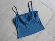 MARKS & SPENCER TURKUSOWY TOP Z BIUSTONOSZEM ROZ. 40