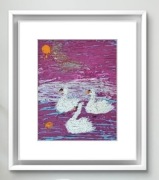 Autorski obraz przestrzenny i akrylowy "Swanshine reggae"