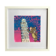 Malowany POPART rama 32x32cm Piza wnętrze  myszka Jerry  cartoon film wieża