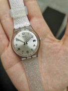 Zegarek swatch gent srebrny brokatowy