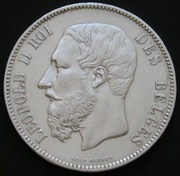 Belgia 5 franków 1873 - król Leopold II - srebro