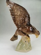Duża figura orła z porcelany Holland – ręcznie malowana, 33 cm, vintage