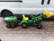 traktorek koparka Rolly Toys John Deere zabawka na pedały + beczkowóz